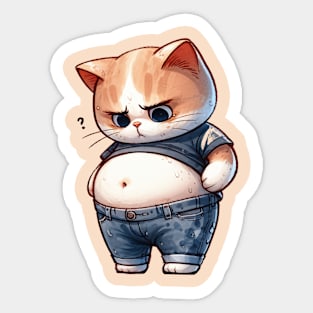 The Chubby Cat Conundrum Sticker